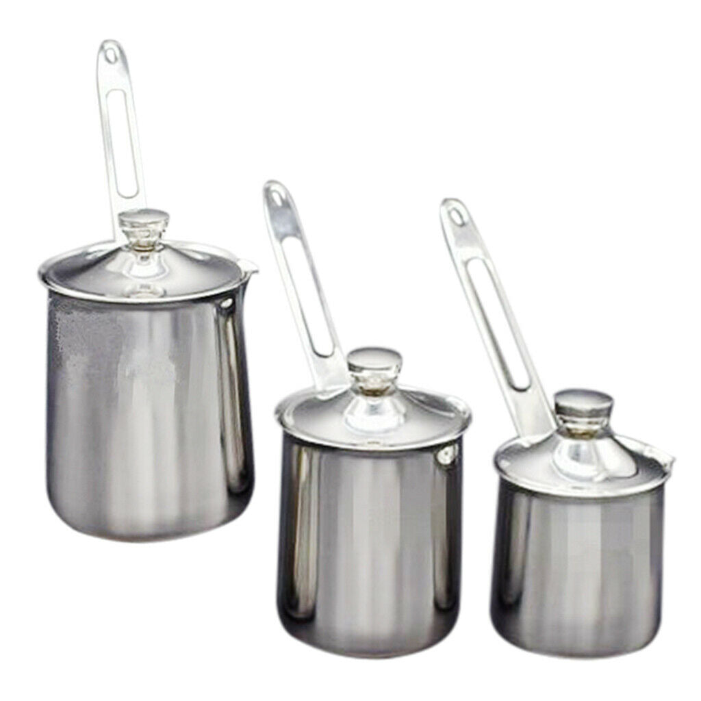 2Pcs 200ml Capacity Stainless Metal Turkish Coffee Pot Pitcher with