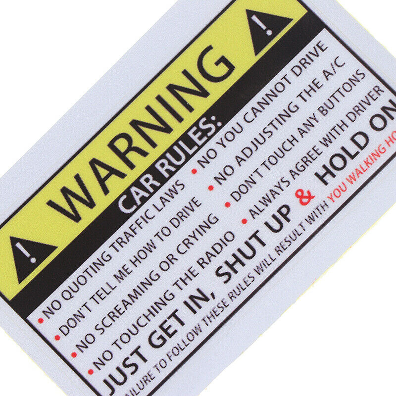 2Pcs/bag Car Safety Warning Rules Stickers Alarm Car Truck Body Dec Kt