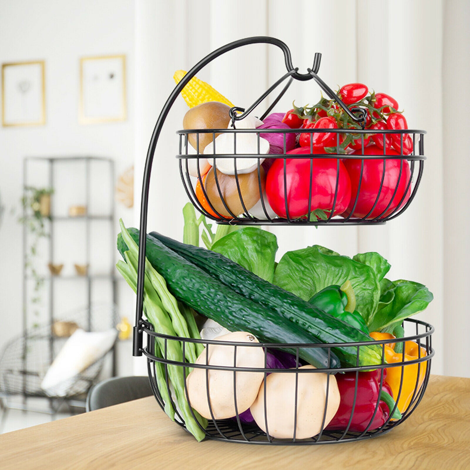Countertop Fruit Storage Basket Rack for Vegetables Kitchen Restaurant Table
