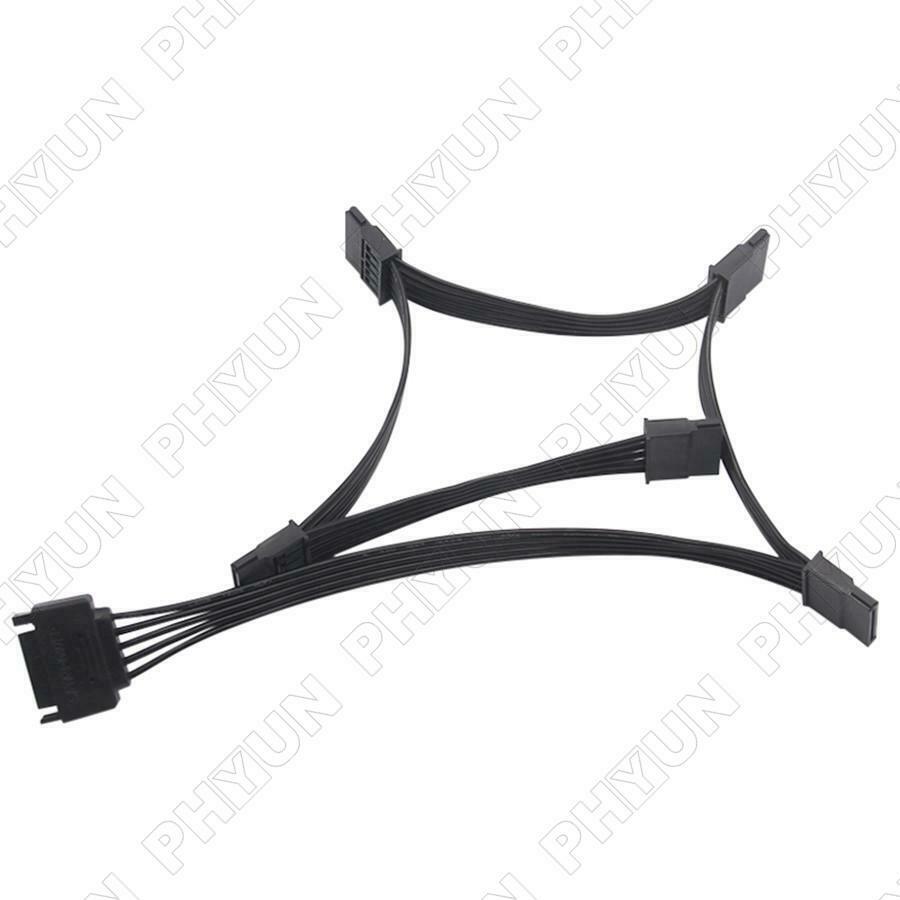 5Pcs SATA Power Cord Hard Disk Expansion Cable 15Pin 1 to 5 Serial Port Cable