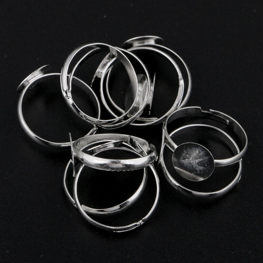 10pcs Adjustable Ring Blanks Ring Base Pad 10mm DIY Jewelry Rings