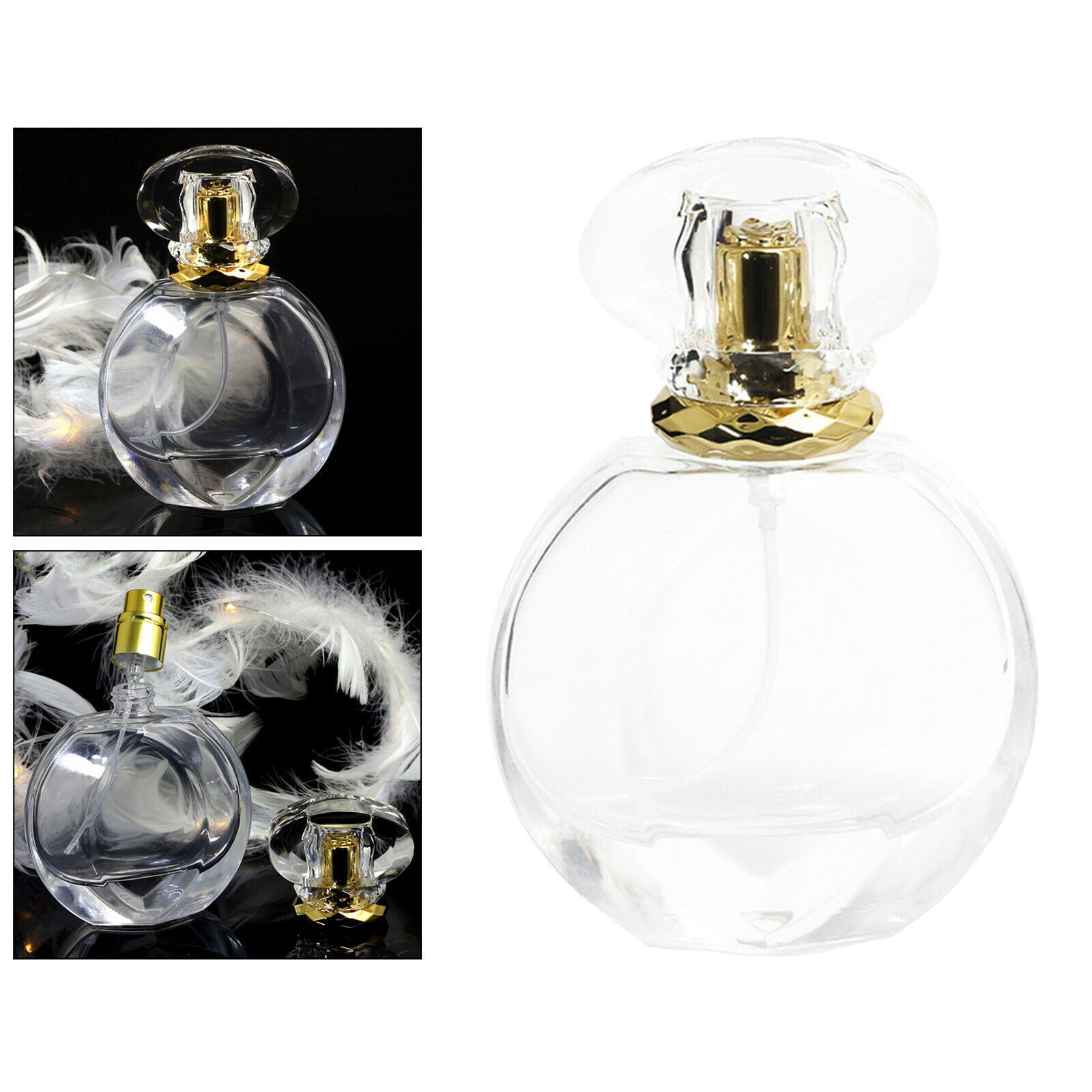 Portable 50ml Empty Clear Glass Fine Mist Perfume Spray Bottle Jar Atomizer