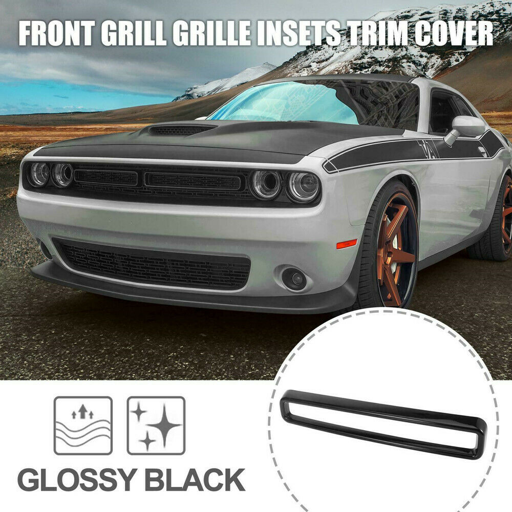 2Pcs Black Front Grill Grille Inserts Cover Trim for Dodge Challenger 2015-2020