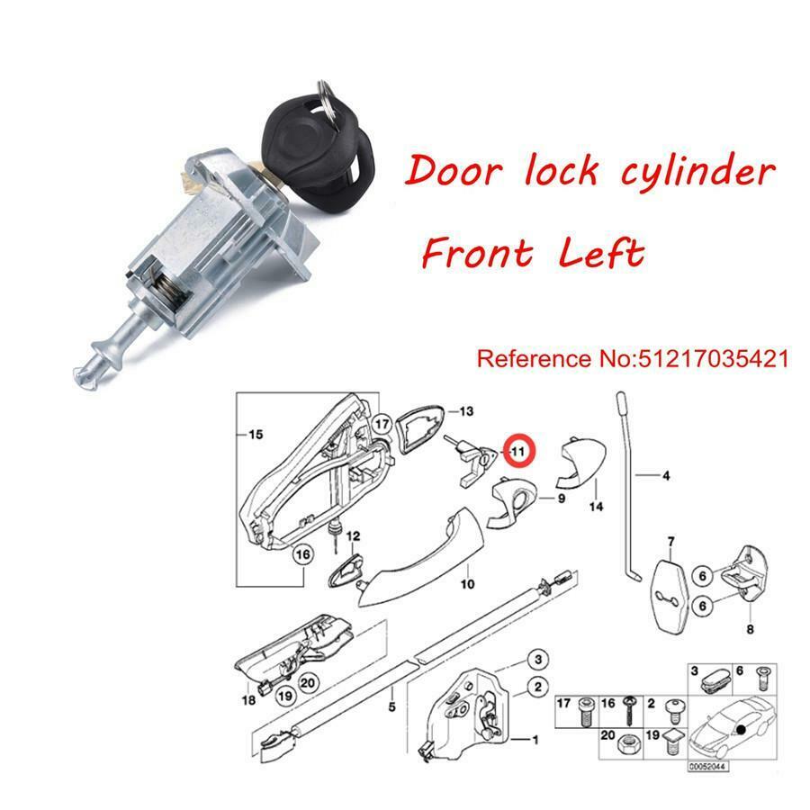 Car Driver Side Front Left Door Lock Cylinder w/ 2 Keys For BMW X3 X5 Durable