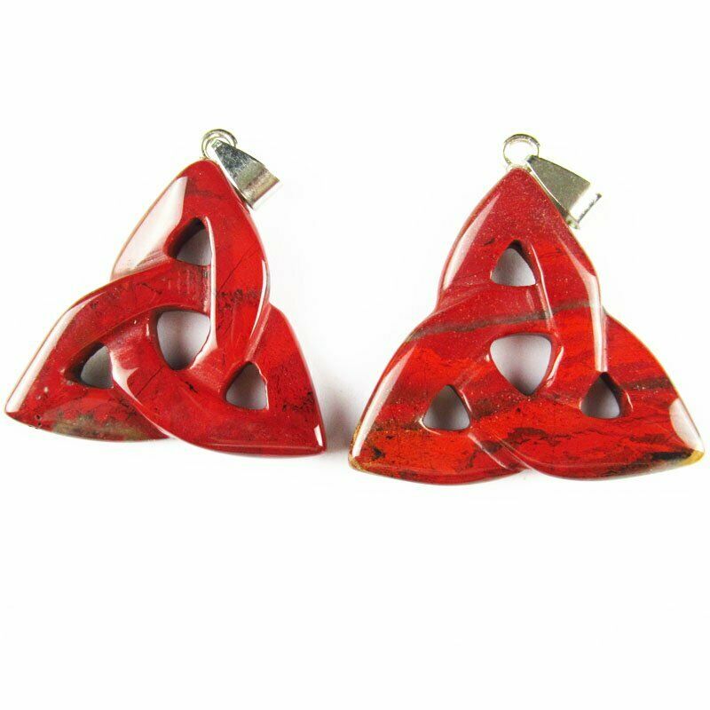 36x35x6mm Carved Natural Red Jasper Triangle Pendant Bead 1Pcs 8g A-385DP