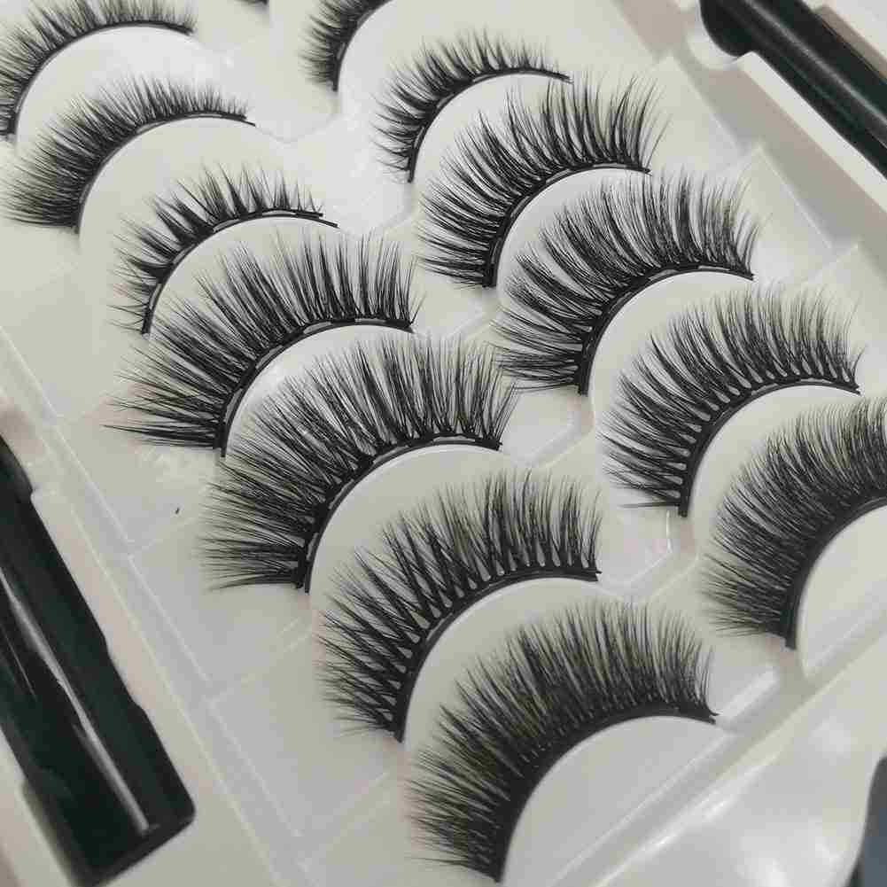 7Pairs/set Magnetic Eyelashes With Eyeliner Tweezer Long Lashes W9K8 Ship F5I0