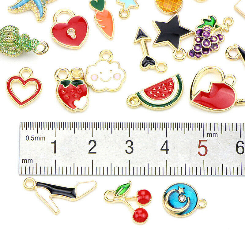 30PCS/Set Mixed Enamel Metal Charms Pendant DIY Craft Jewelry Making Find.l8