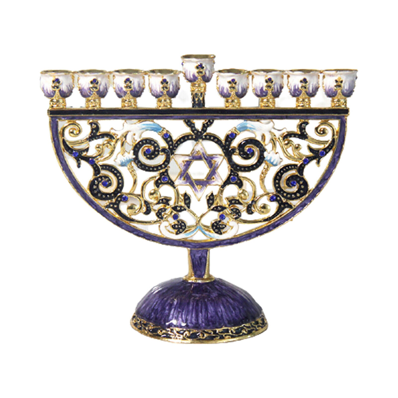 Hanukkah Menorah Candelabra Flower Pattern Candlestick Table Centerpiece