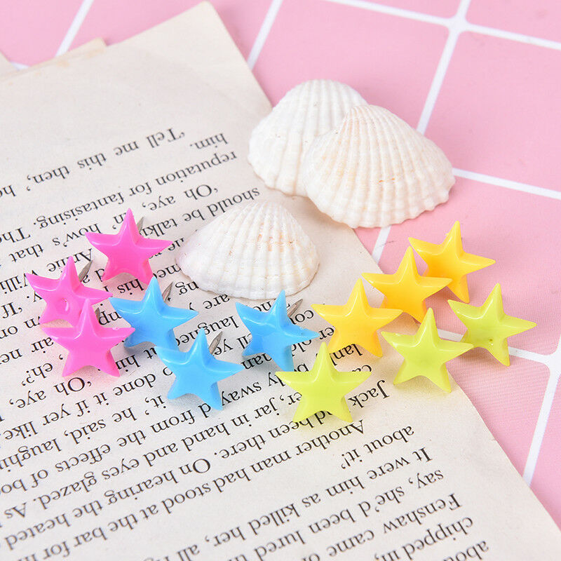 12 star multi-coloured translucent assorted push pins drawing cork board offY1