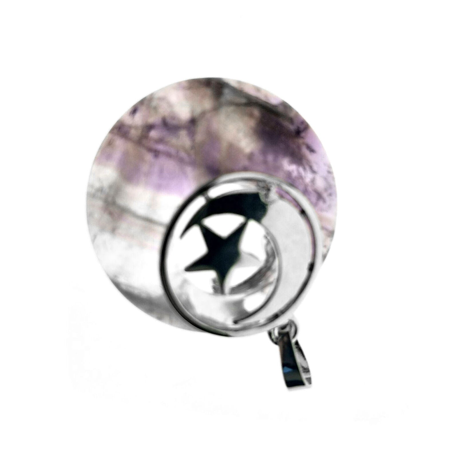 Amethyst stone Moon Star Pendant Chakra Reiki Healing Amulet Energy