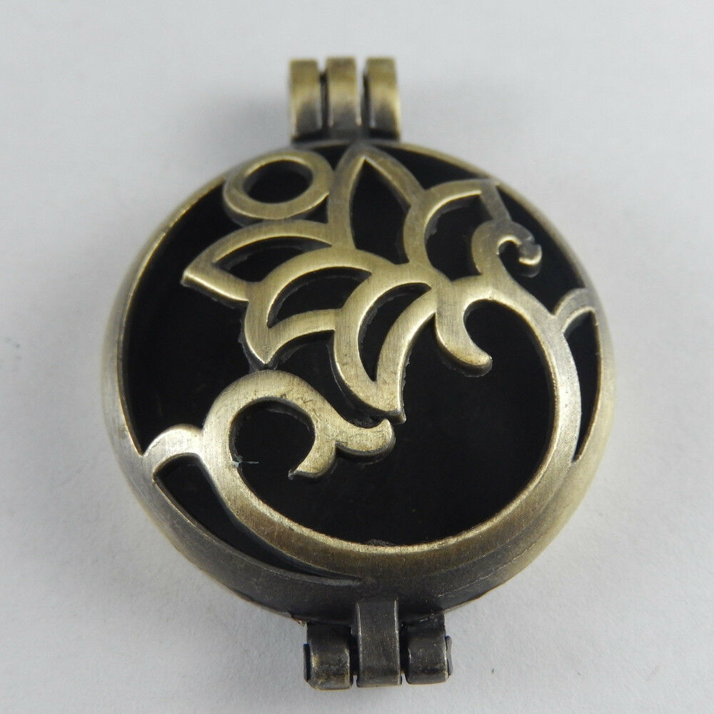 2 pcs Retro Bronze Round Hollowed Locket Alloy Fox Pendant Charm Diffusion 30mm