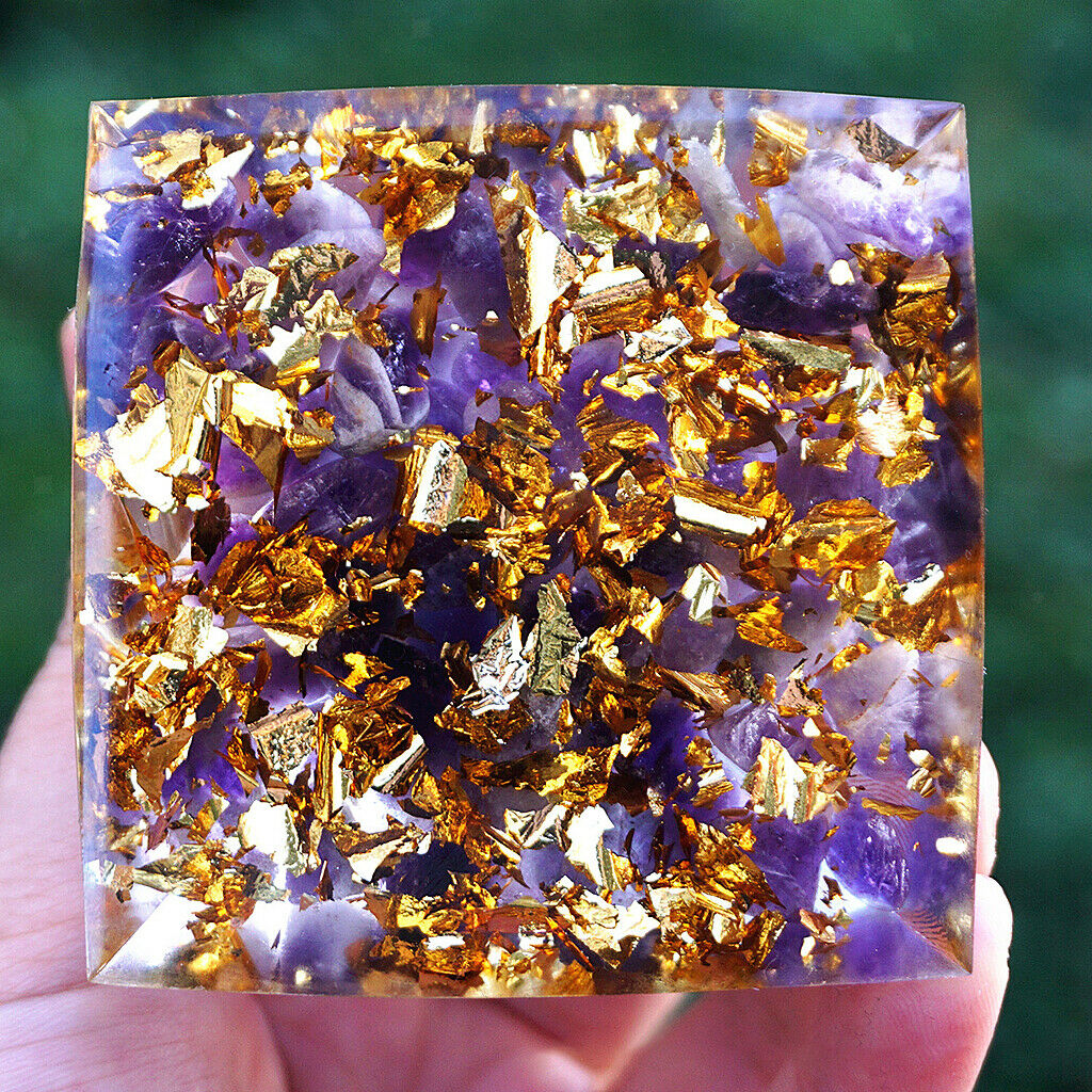 Amethyst Orgone Pyramid Crystal Office Quartz Decoration Heal Stone Ornament
