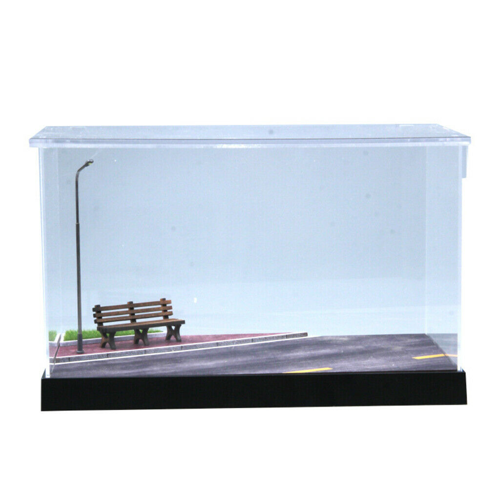 Clear Display Case Showcase Parking Lot Scene Dustproof Decor Ornament