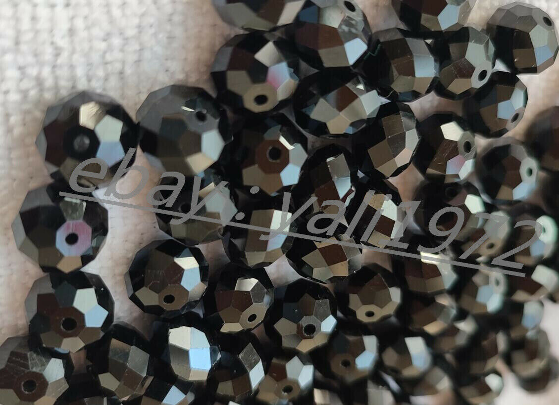 Wholesale 110pcs 9x12mm Black Faceted Crystal Rondelle Loose Beads