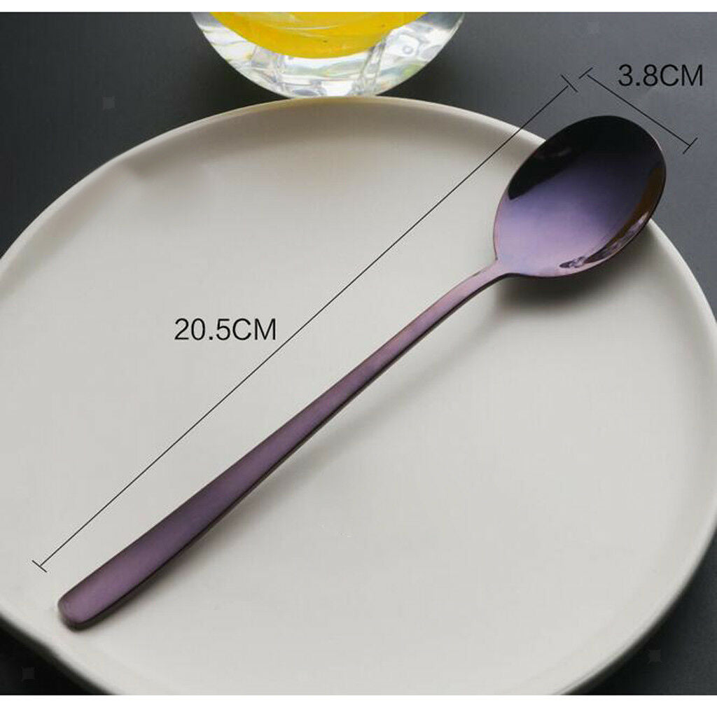 8 inch Purple Stainless Steel Cutlery Table Dinner Small Soup Tea Spoon