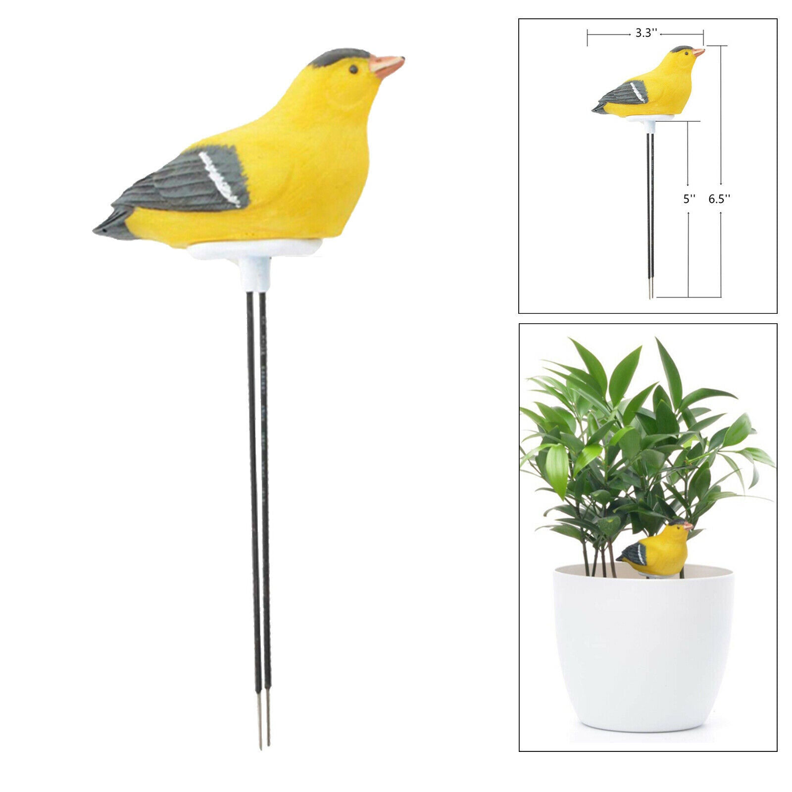 Bird Soil Moisture Meter 18cm Soil Humidity Sensor Tester Hygrometer Yellow