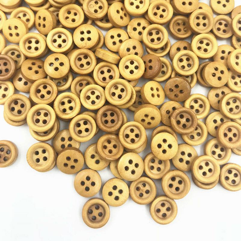 200pcs Mini Round Wooden Buttons 4-holes Sewing Scrapbooking Crafts 9mm
