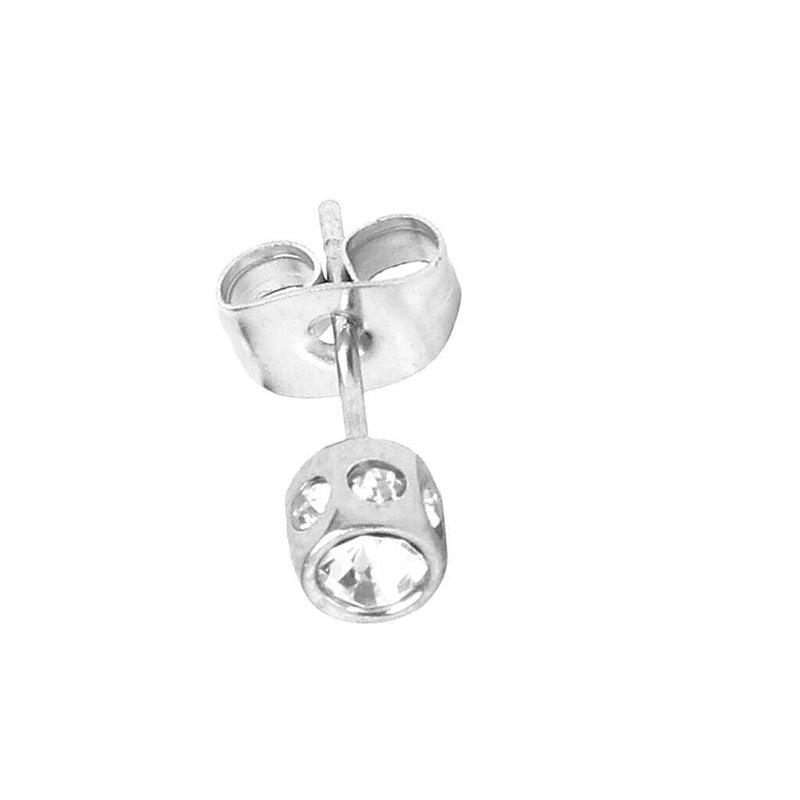 New Mens Earring Ear Stud Stainless Steel Diamante
