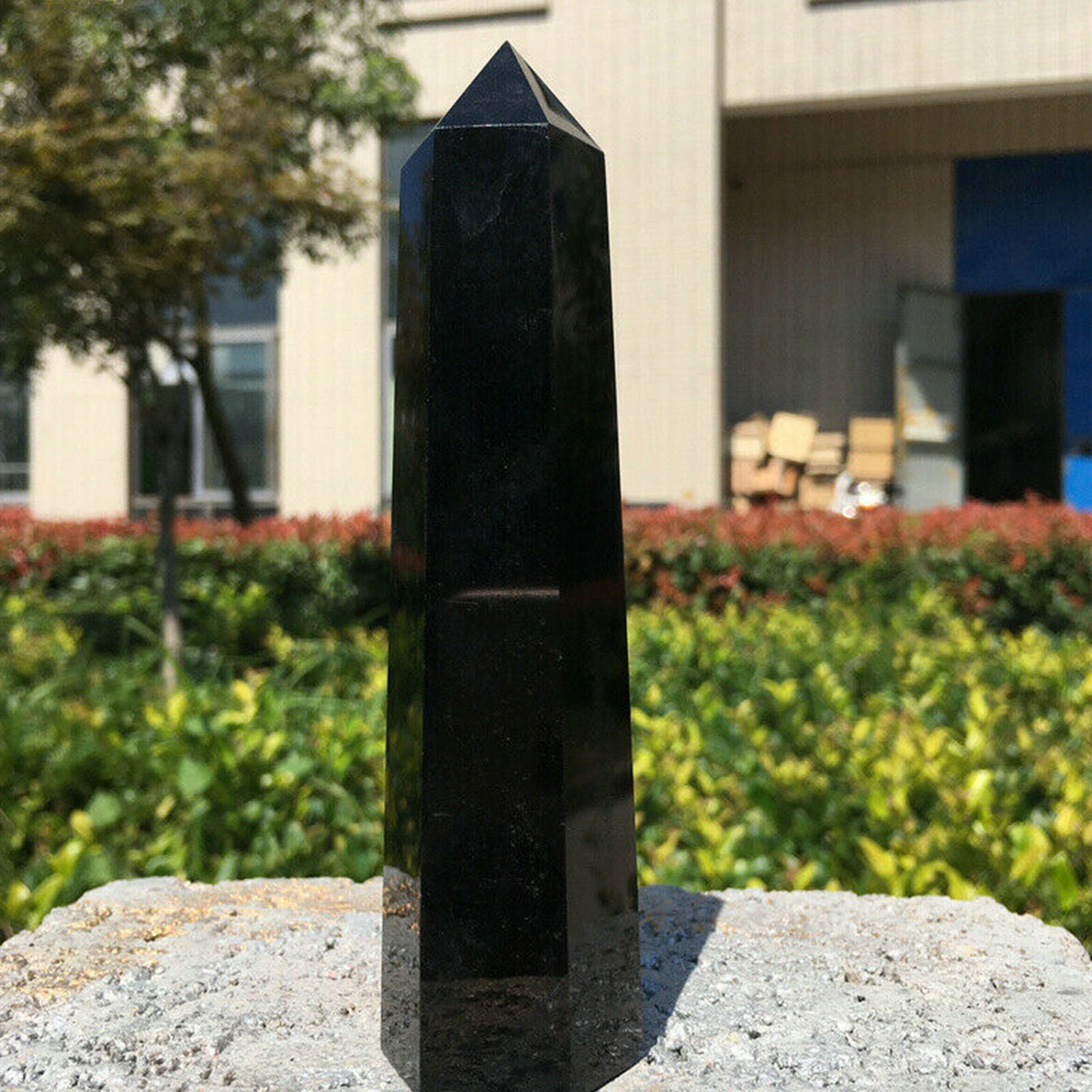 Natural Obsidian Black Quartz Crystal Stone Healing Point Hexagonal Wand