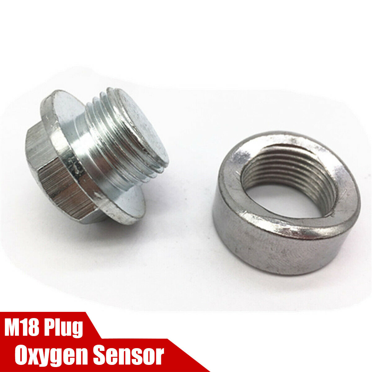 M18 X 1.5 Thread  O2 Oxygen Sensor Step Style Bung Port Boss Nut w/Zinc Plug