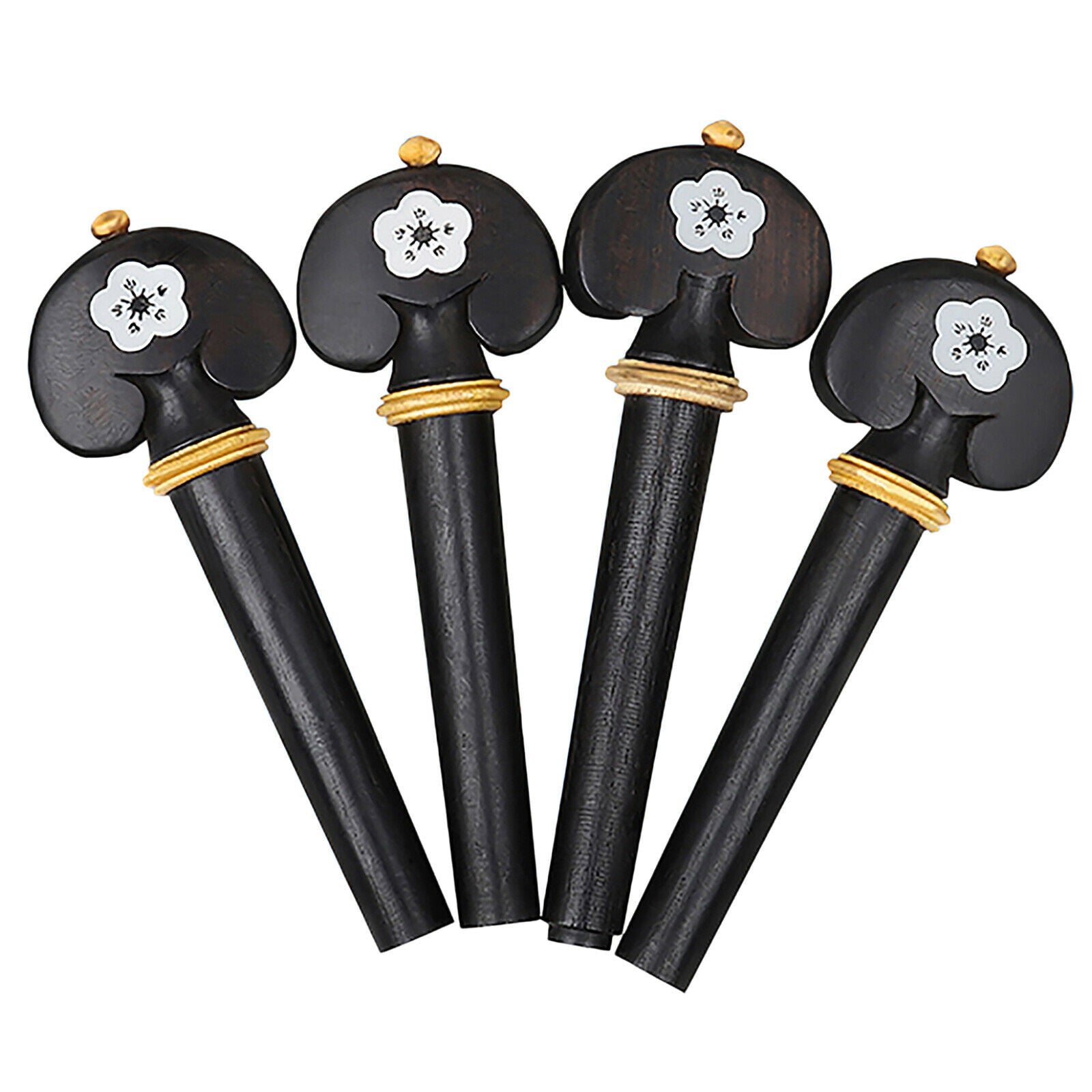 Ebony 3/4 4/4 Violin Tuning Pegs Wooden Set Replacement Carved White Shell