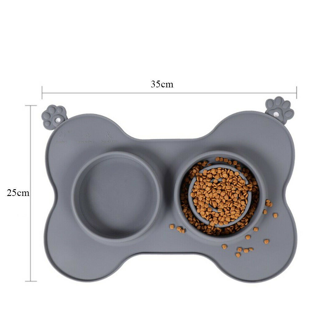 Dog Cat Bowls Detachable Slow Feeder Bowl Puppy Cats Kitten Bowl Dish Gray S