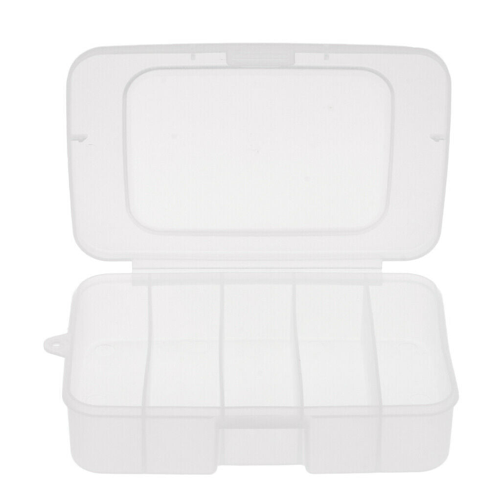 5 Compartments Plastic Fishing Tackle Box Lure Bait Hook Bead Storage Case