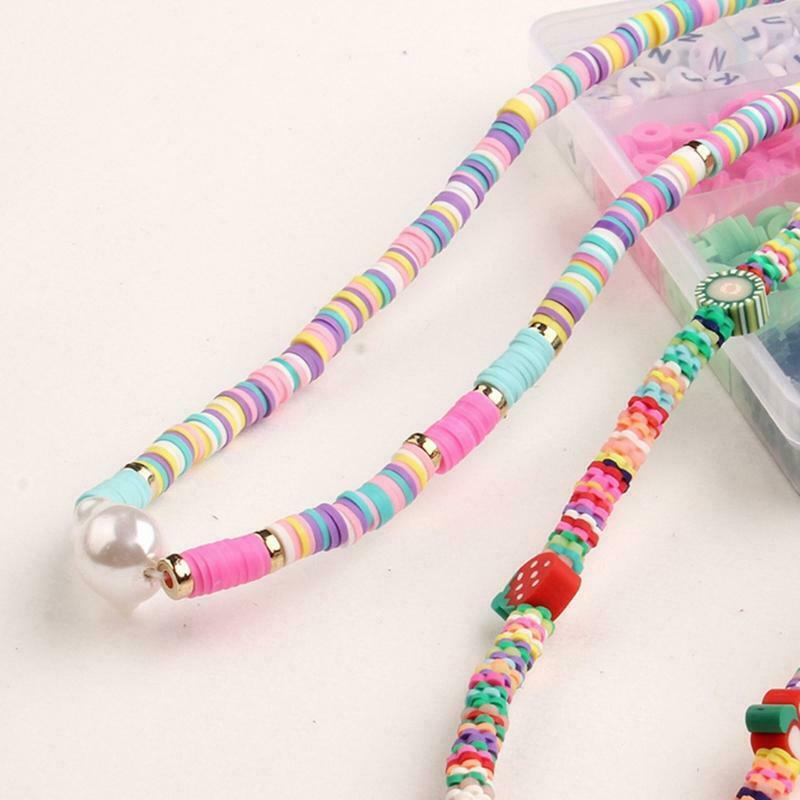 Mixed-Colour Flat Round Polymer Clay Beads DIY Jewelry Making Bracelet