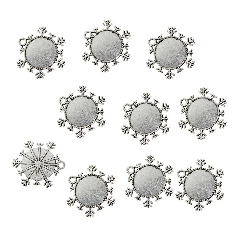 20 Snowflake Pendant Tray Cabochon Setting Set