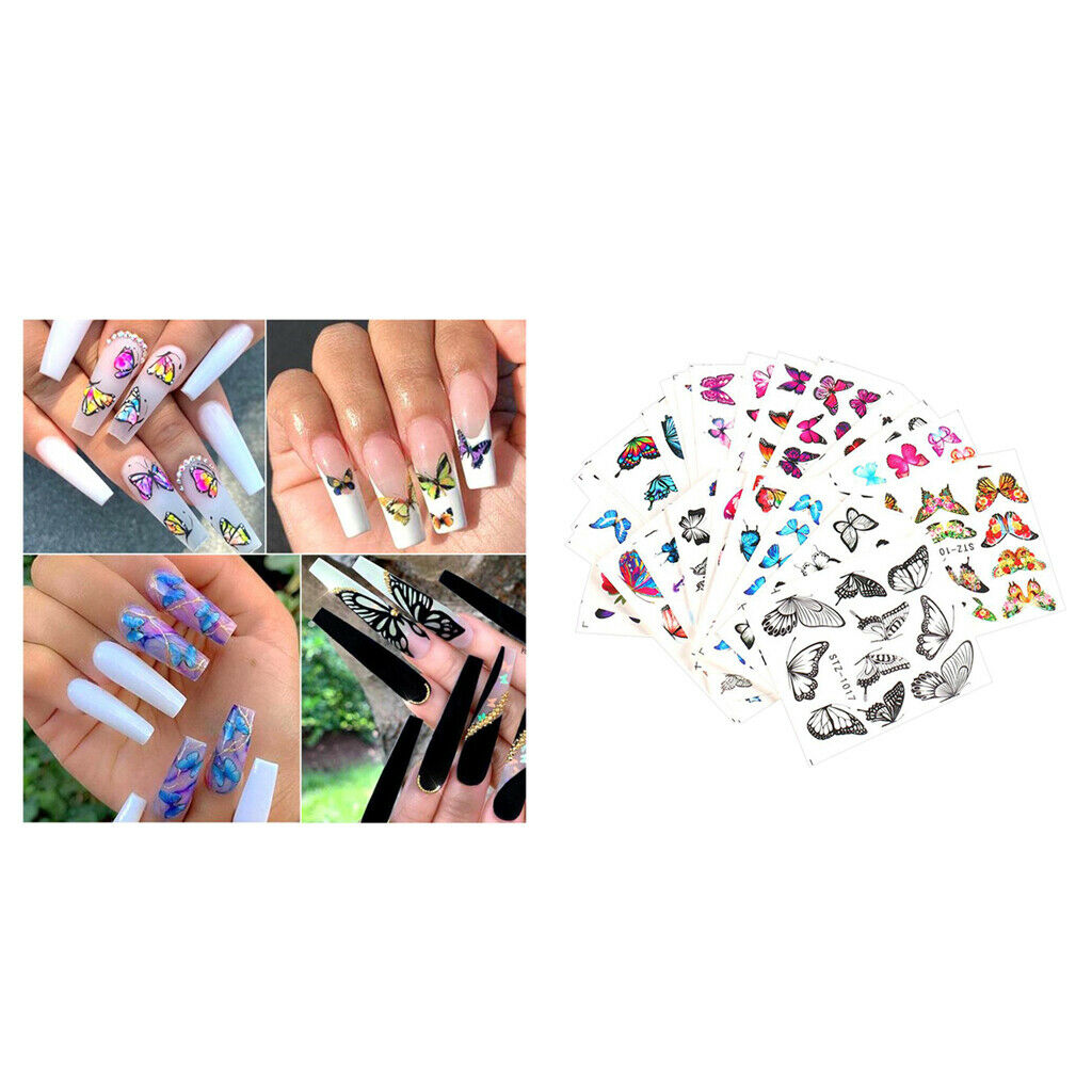 30 Sheets Nail Art Stickers Decals Butterfly Manicure Nail Foils Decor