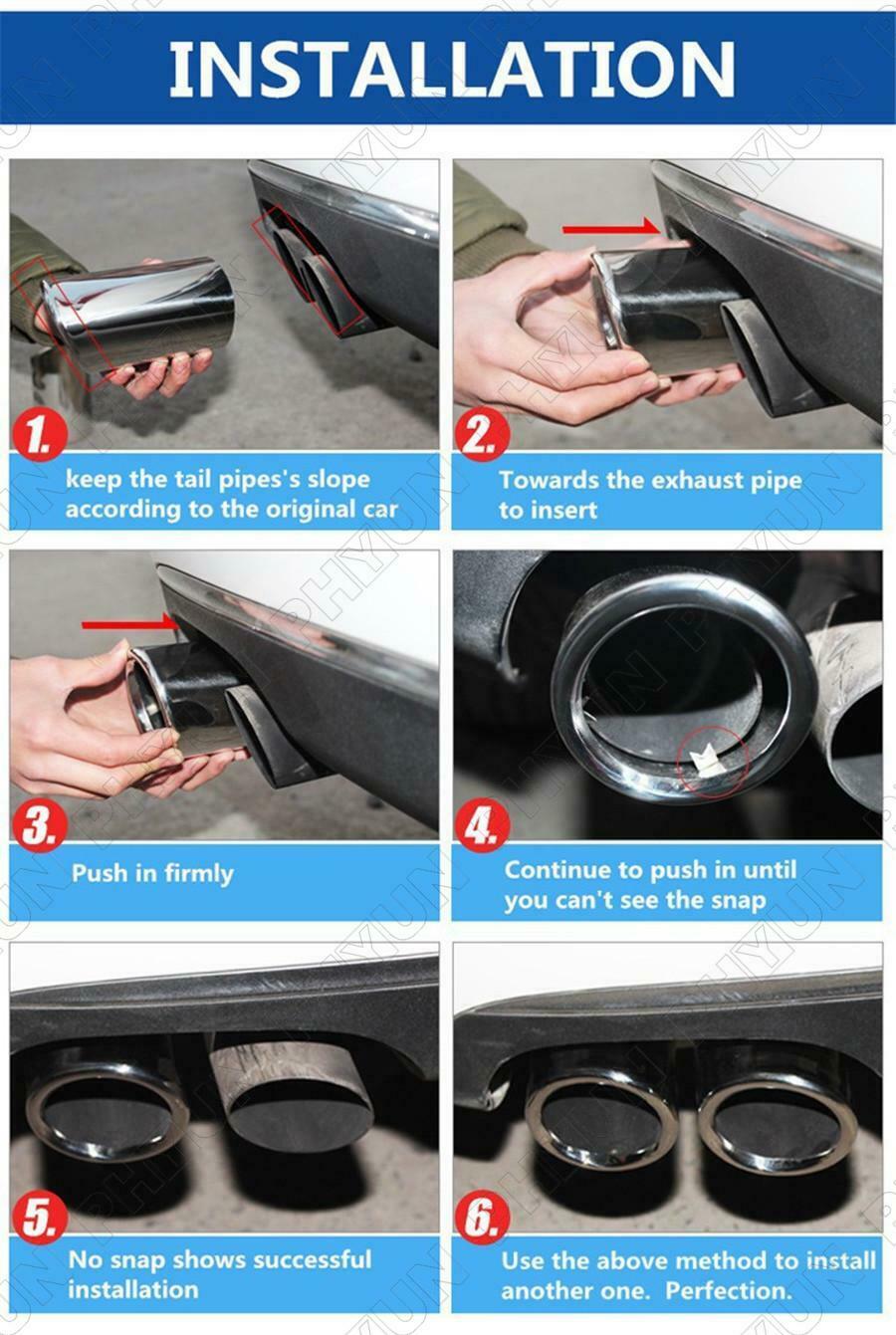 Pair Titanium Black Car Exhaust Pipe Tail Tips For BMW E90 E92 325 328i 3 Series