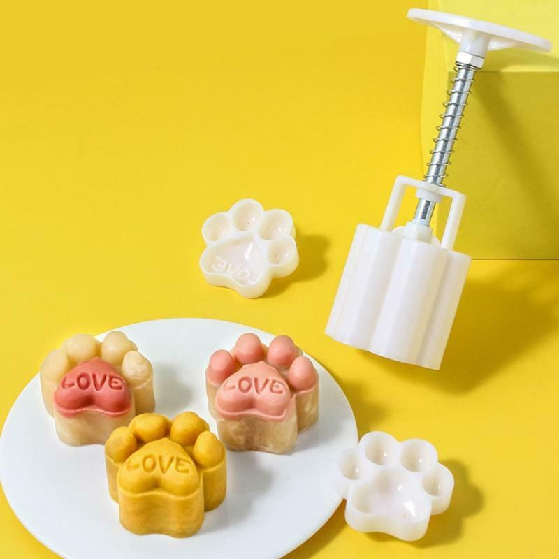 Plastic Mooncake Mold 50g Cat Paw Stamp Biscuit Cookie Cutter Mould DIY Fondant