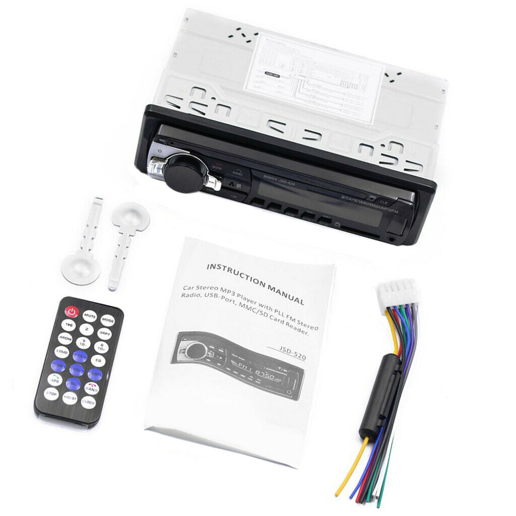 Metal Auto Stereo MP3 Player FM AUX USB Input Bluetooth 7.4x2.28x3.94inch