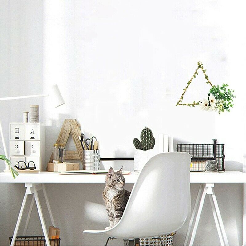 Artificial Floral Hoop Iron Hanging Wreath Garland for Home Office Garden PoX5G7