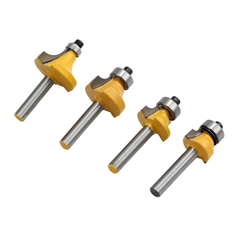 4x Round over Edging Router Bit Set 1/4 Inch Shank 1/2 Inch 3/8 Inch 1/4 Inch F6
