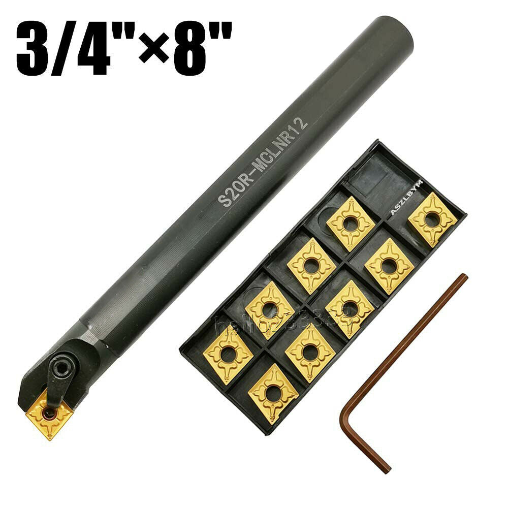 3/4'' x 8'' S20R-MCLNR12 Boring Bar Turning Tool Holder + CNMG120408 inserts