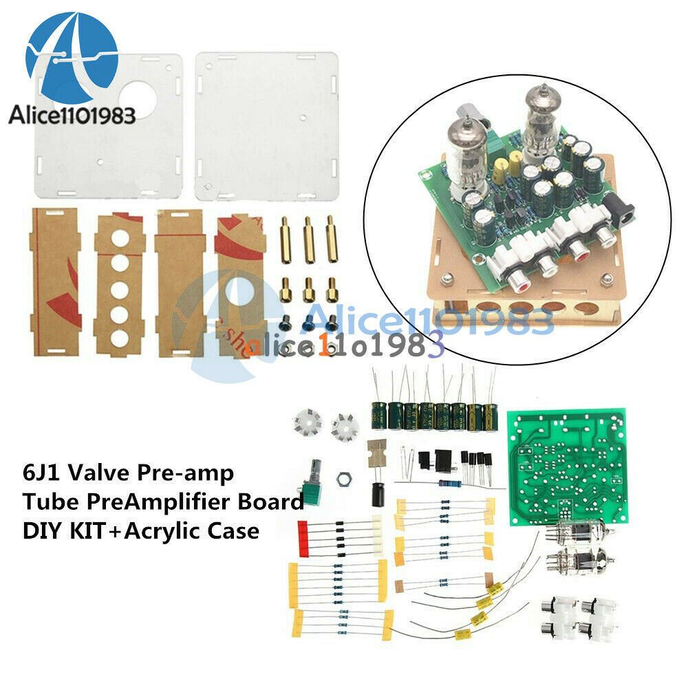 AC 12V 6J1 Valve Pre-amp Tube Board Headphone Amplifier with Acrylic DIY Case