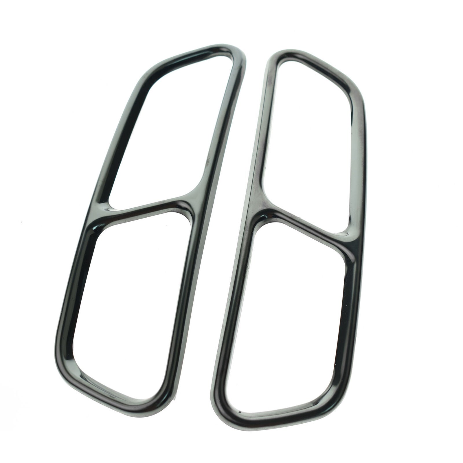 2x Black Exhaust Tips Stainless Steel Cover Mouldings Trim for Audi A6 C7 A7 A12