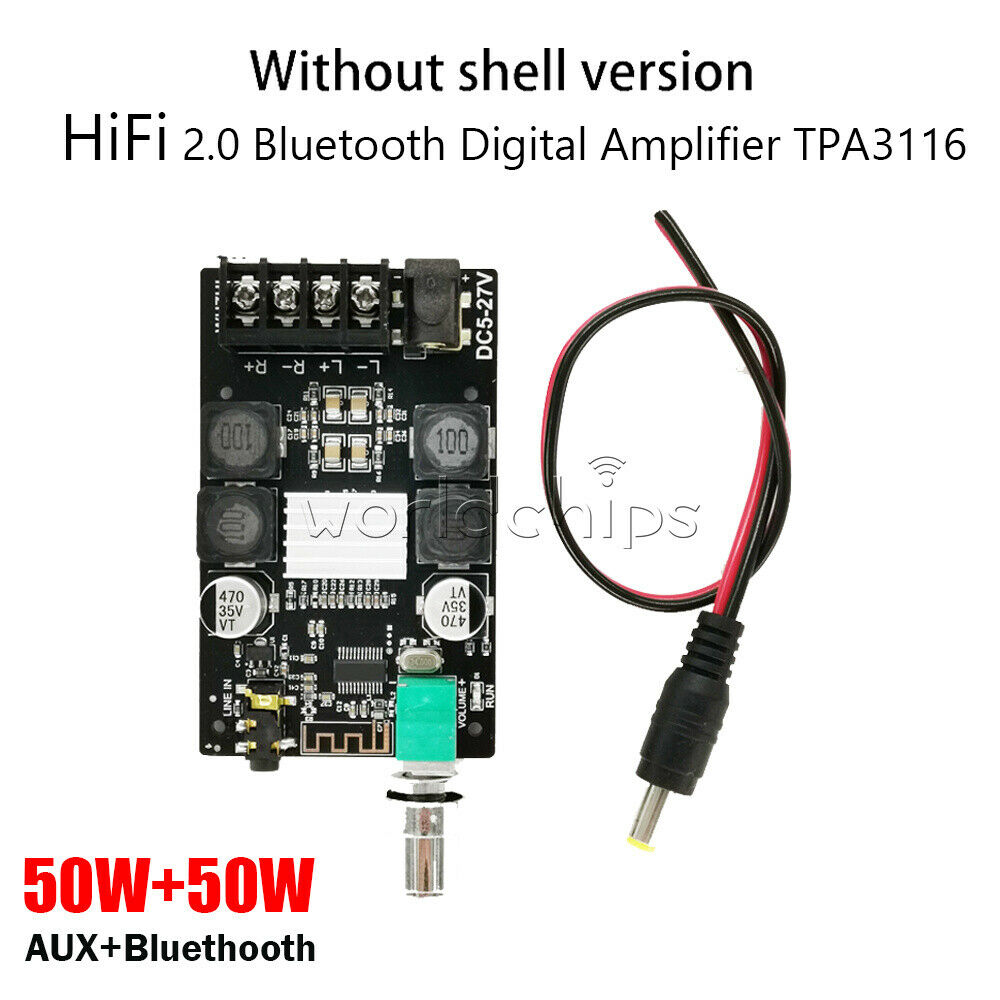 Digital Amplifier Stereo AMP 50W+50W TPA3116 Bluetooth+AUX HIFI Power w/ Filter