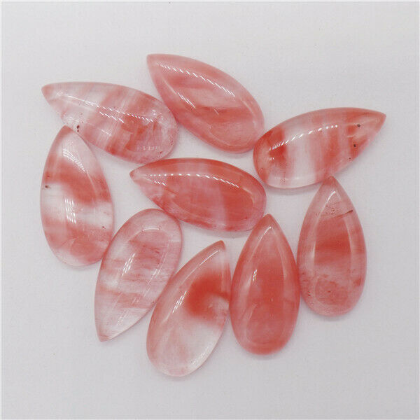 15Pcs 30x15x6mm Wholesale Red Cherry Quartz Teardrop Cab Cabochon HH9656