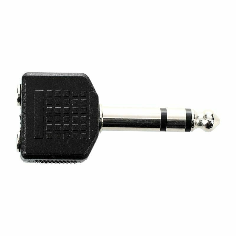 6.35mm Male Plug to Dual 3.5mm Stereo Jack Female Socket Splitter Connector N1Q5