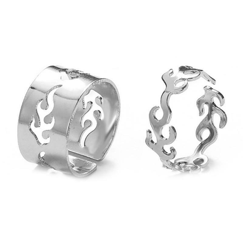 2 Pcs/Lot Women Men Lover Couple Rings Set Friendship Engagement Open Rings