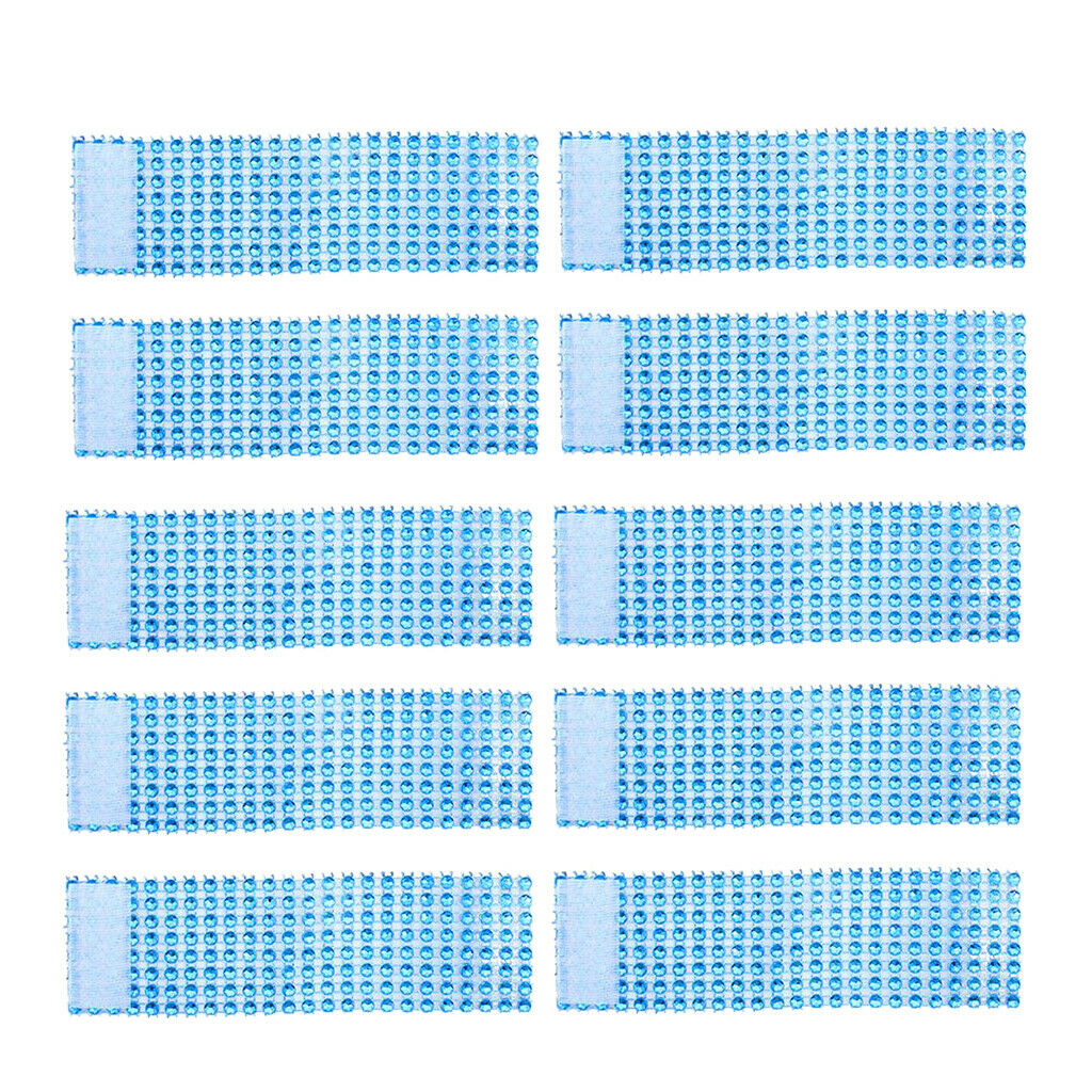 10PCS crystal rhinestone napkin ring holder self-adhesive wrap band blue