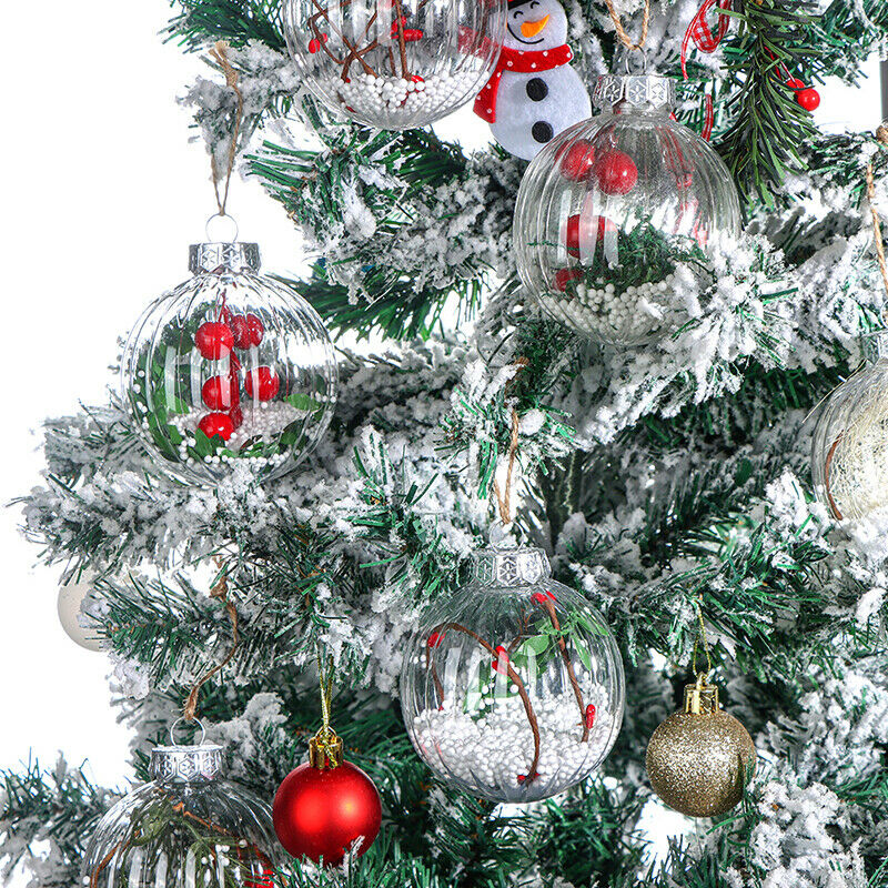 10Pcs Christmas Balls Ornaments 3 inch Clear Christmas Tree Hanging Orname EADF