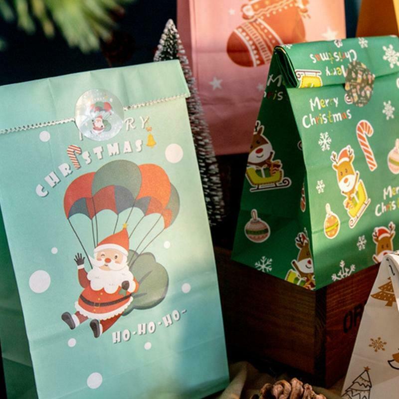24pcs Christmas Goody Bags Holiday Treat Bag Candy Gift Bags with Seal Stickers