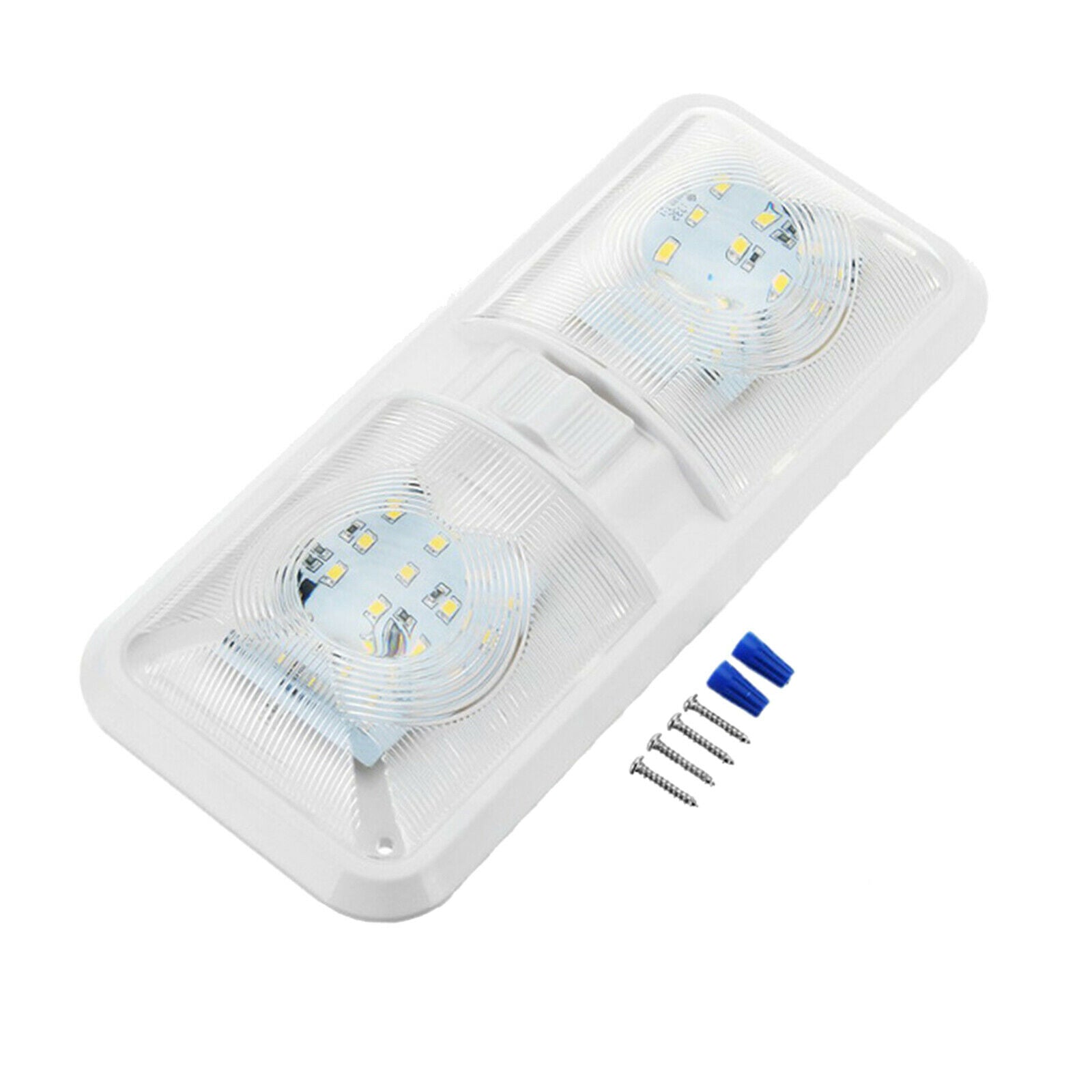 12V LED Double Dome Light & ON/OFF Switch for Car Natural White 48X5050SMD