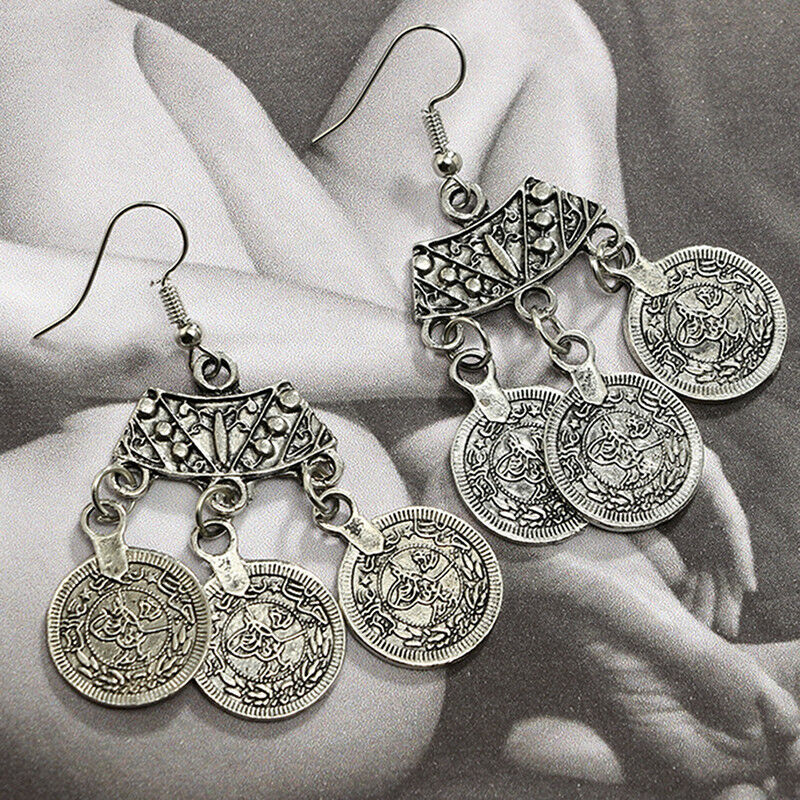 Bohemian Coin Hippie Tibetan Tribal Dangle Hooks Earrings Coin Ear Stud Gi.l8