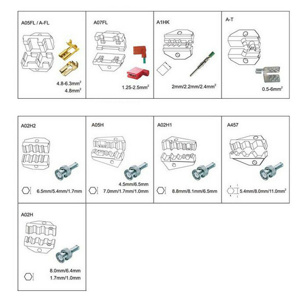 4Pcs Crimping Tools Interchangeable Die Set Insulated Non-insulated Terminal