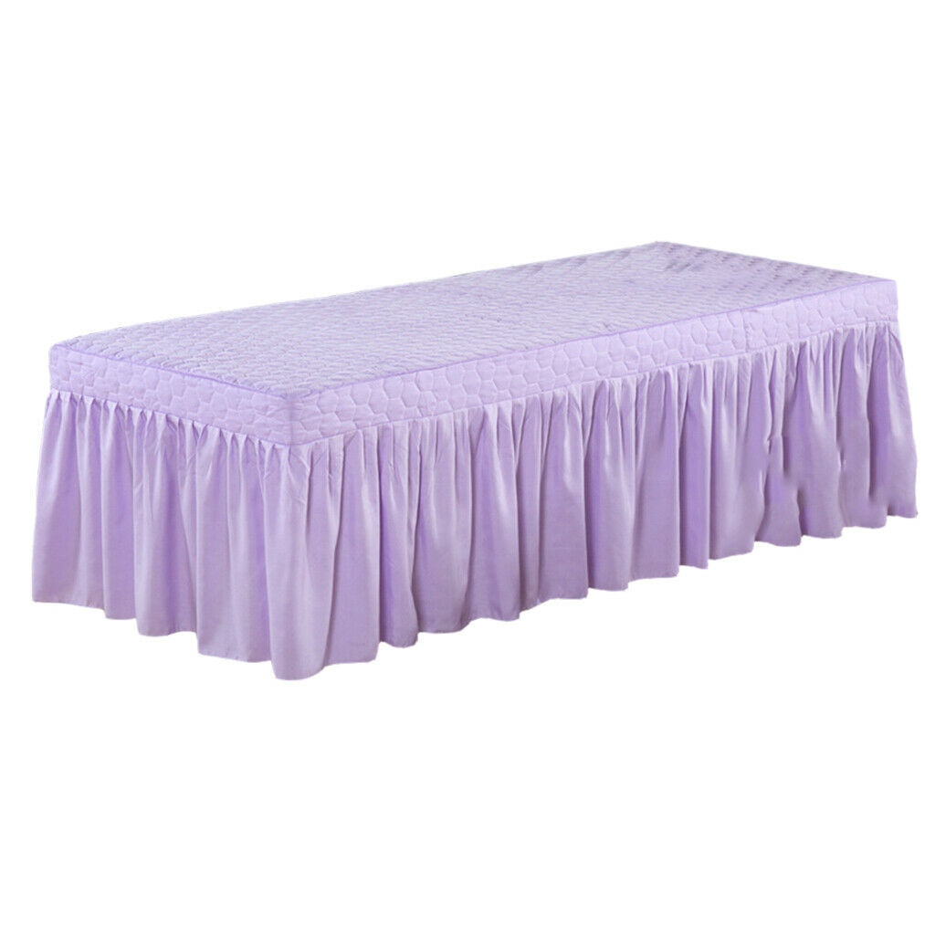Massage Table Skirt Beauty Bed Cover Valance Sheet  Light Purple
