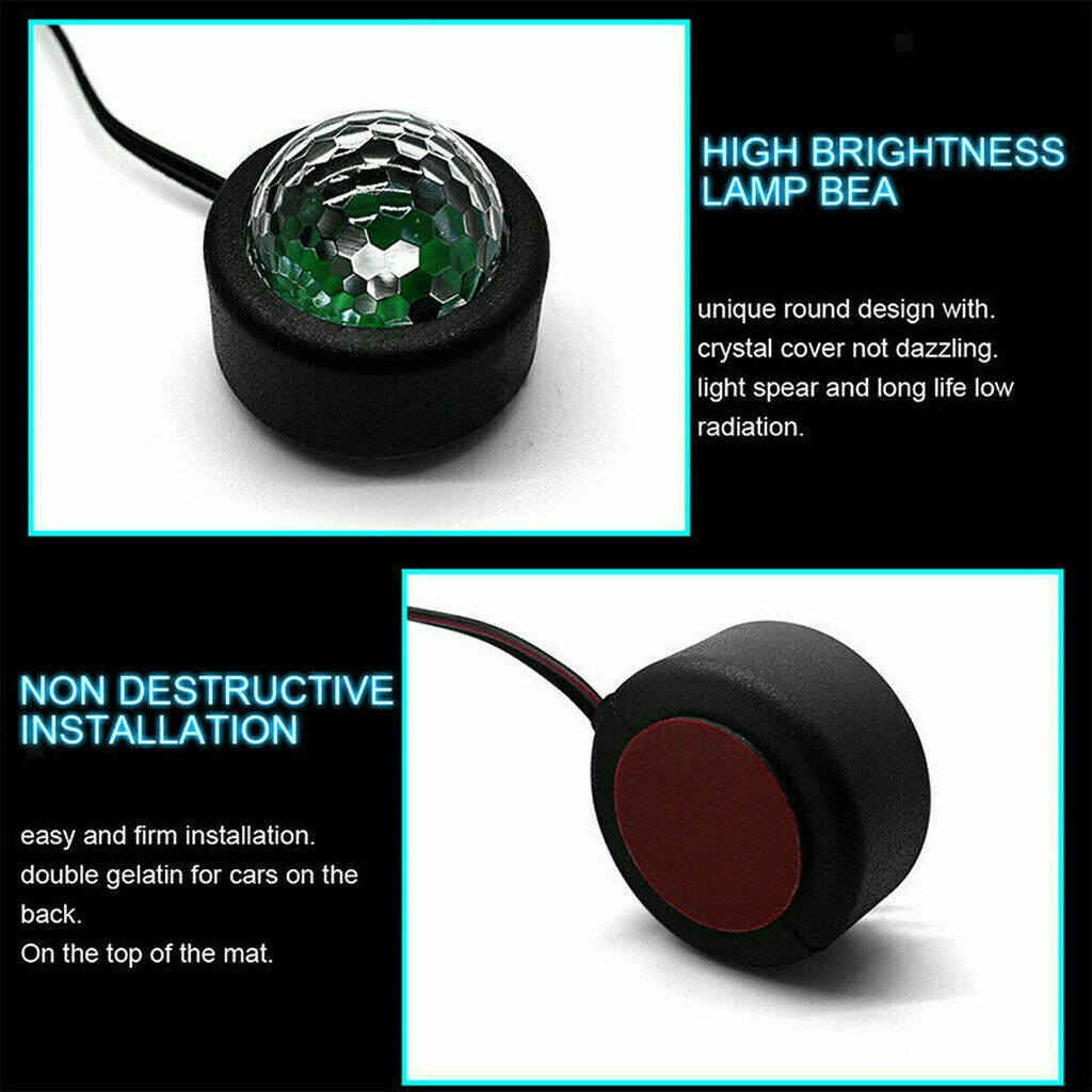 Auto Car LED Atmosphere Light Sound Control Interior Footwell Accessories